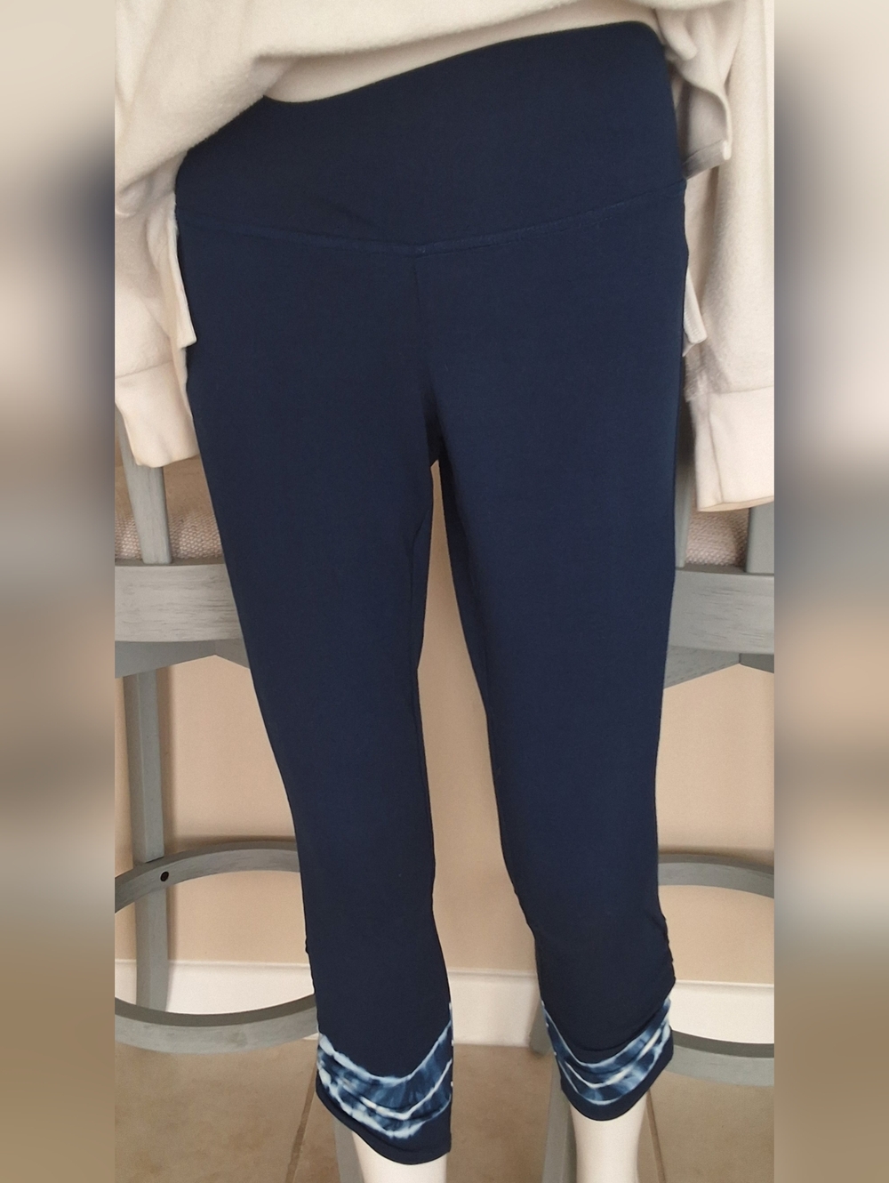 Chico's Zenergy Cotton Leggings Navy with Tie-Dye Accent  - Small NWOT